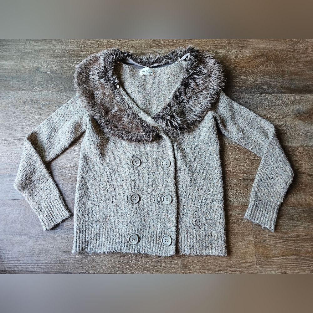 Vintage Y2K Forever 21 Women Knit Faux Fur Trim Detachable Collar Sweater